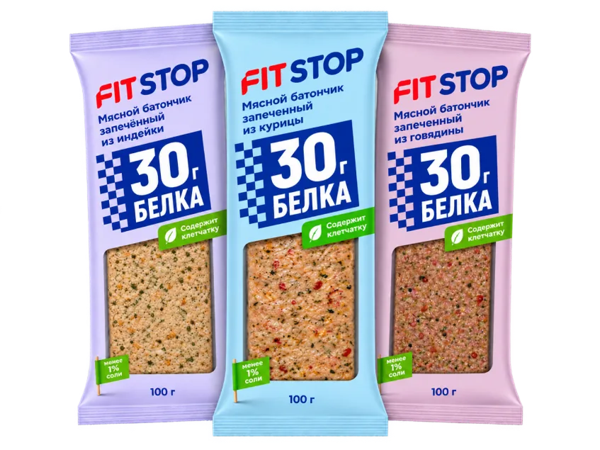 Мясные батончики Fit Stop из индейки, курицы и говядины
